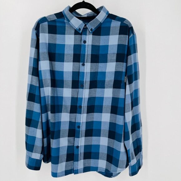 Columbia Mens Blue Plaid Shirt Button Down Size L Long Sleeve - Picture 1 of 12
